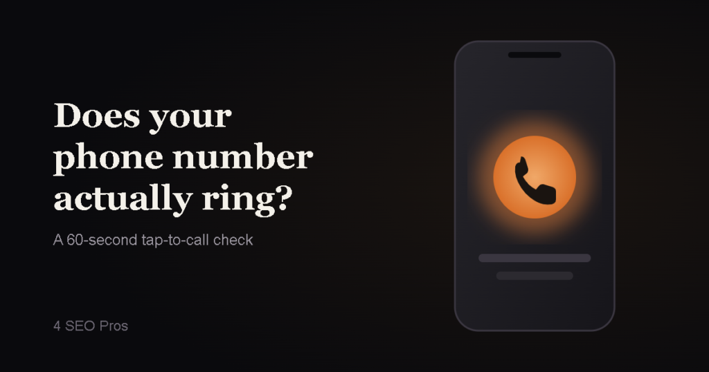 Smartphone with an orange call button and the headline "Does your phone number actually ring?"